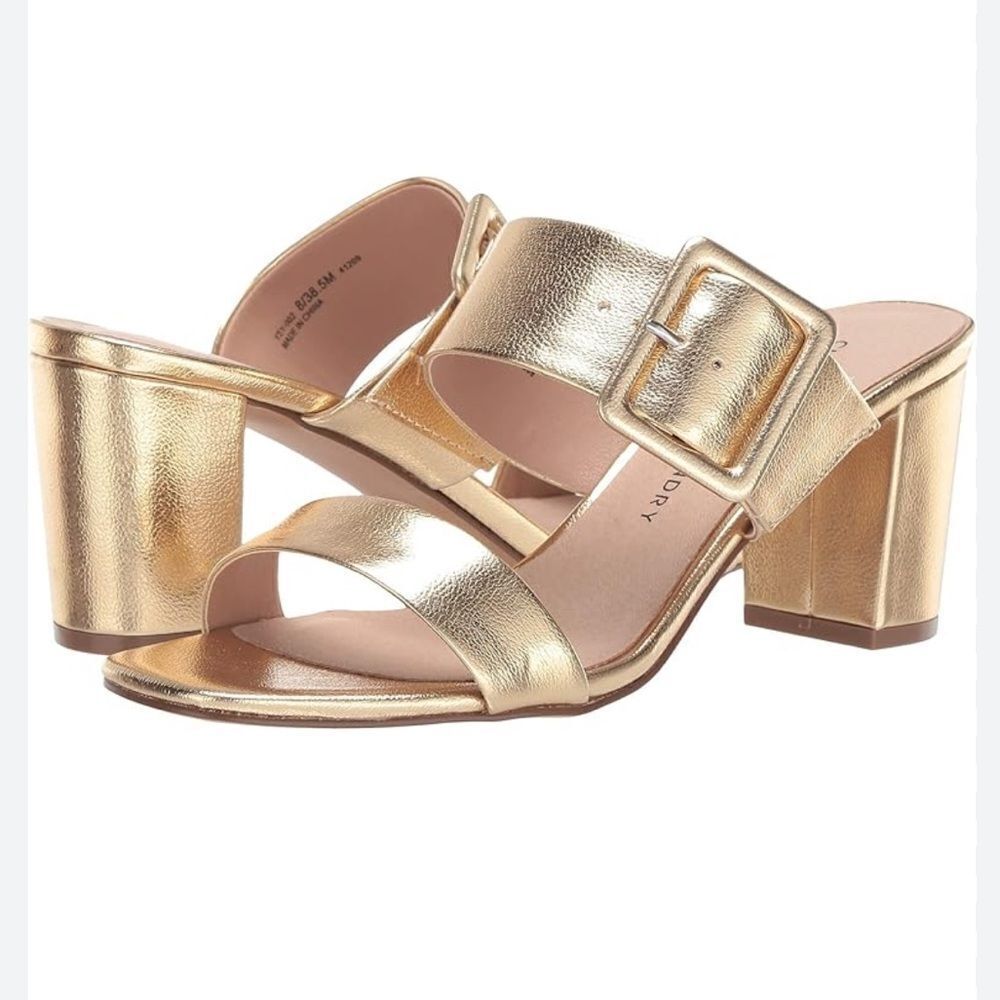 Chinese Laundry NWOB gold buckle heel sandals 7.5